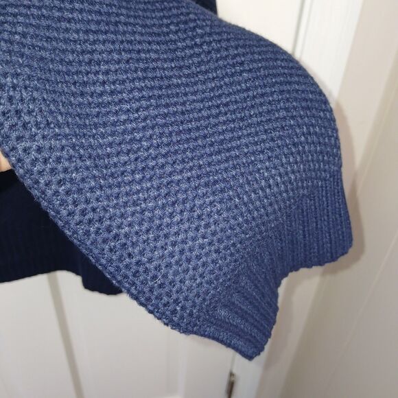 IZOD Sweater Men L 1/4 Zip Fair Isle Nordic Pullover Ski Navy Blue Preppy Chunky - Picture 16 of 16